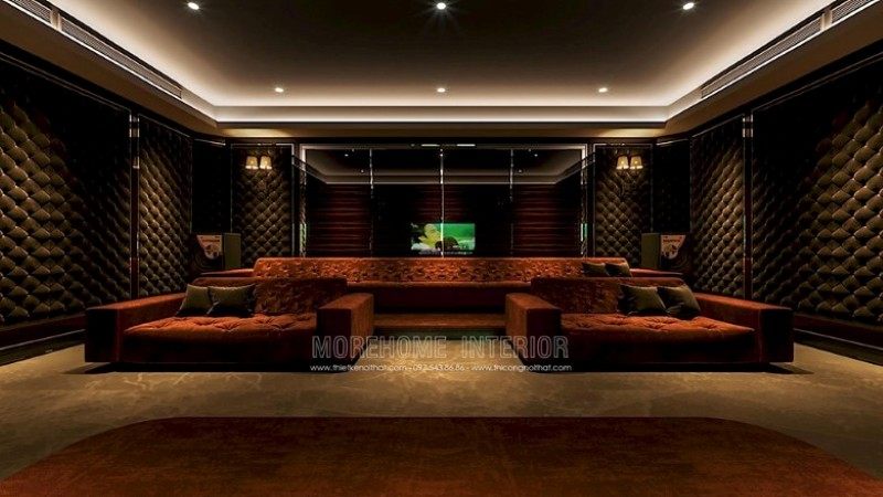 Mẫu sofa bọc nỉ nhung đẹp sang trọng cho không gian nội thất phòng giải trí tại nhà ở biệt thự cao cấp Hải Phòng