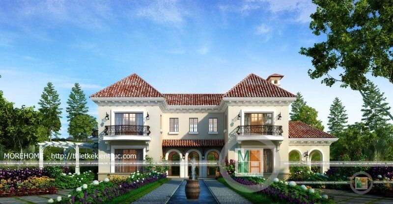 Thiết kế kiến trúc biệt thự nghỉ dưỡng 2 tầng tại Láng Hòa Lạc Hà Nội