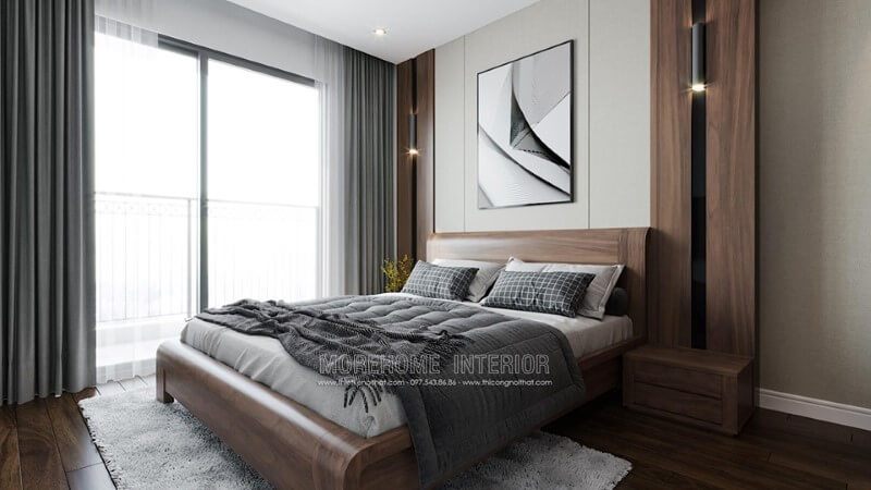 Giường ngủ gỗ óc chó hiện đại với kiểu dáng sang trọng được đặt tại các chung cư tại thành phố Hà Nội.
